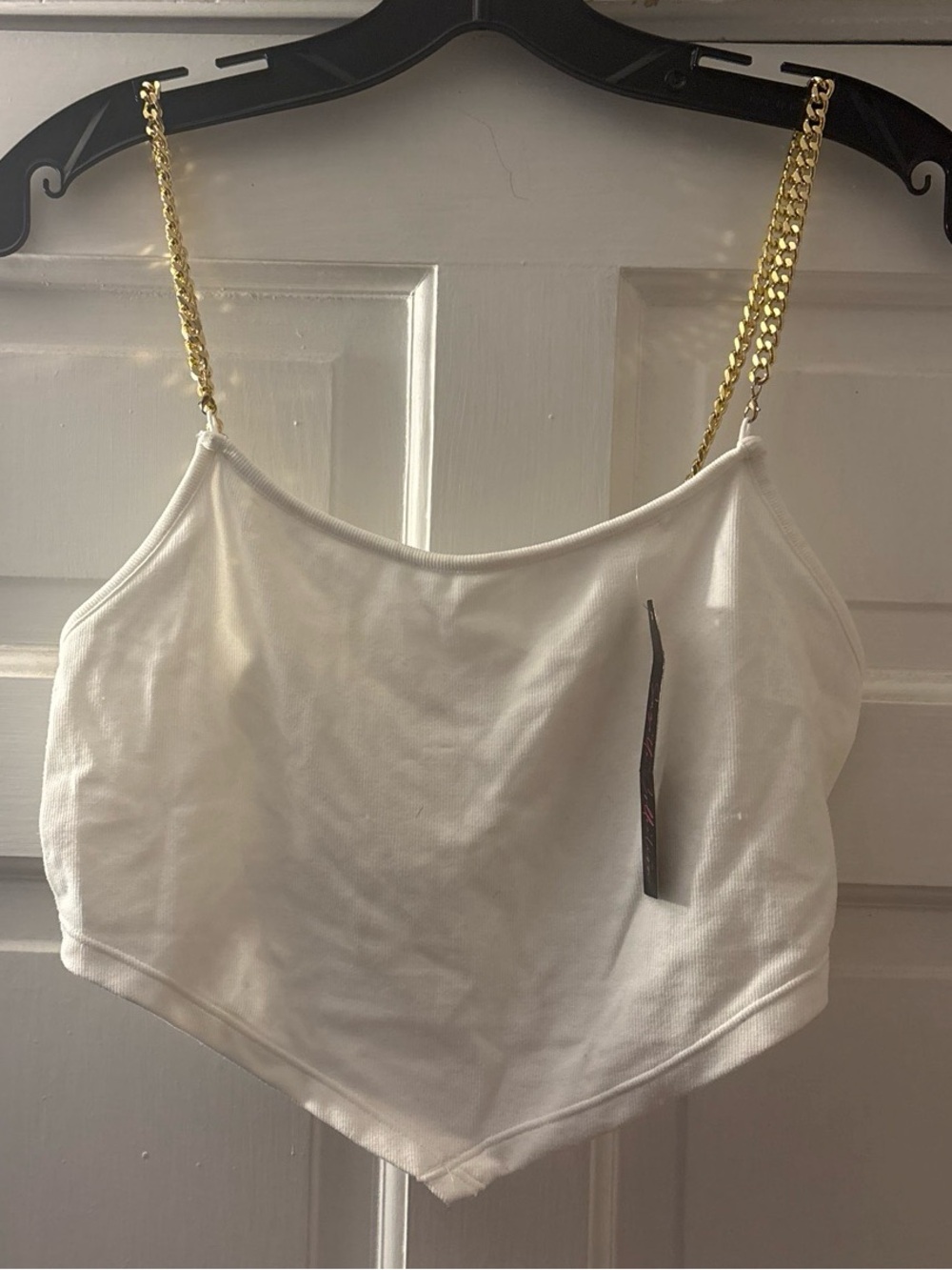NWT Gold-Chain Strap White Crop Top